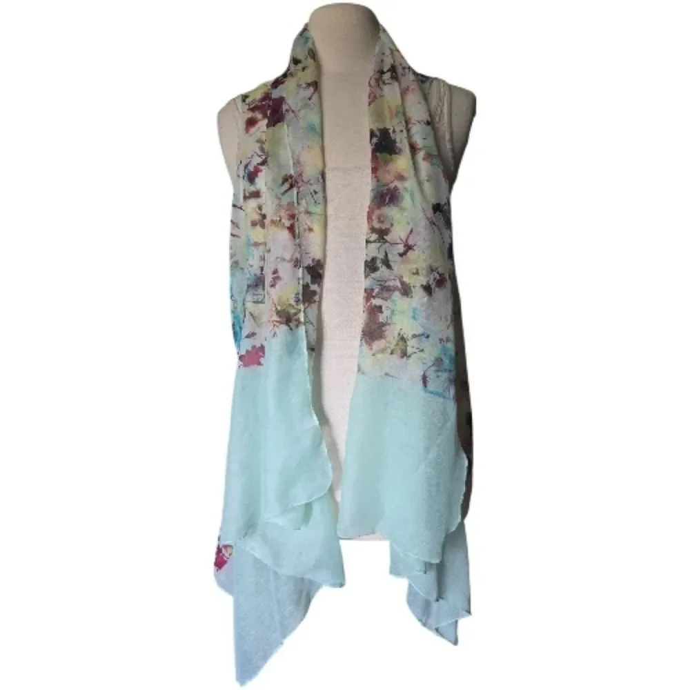 West Loop Sheer Floral Scarf Vest - One Size